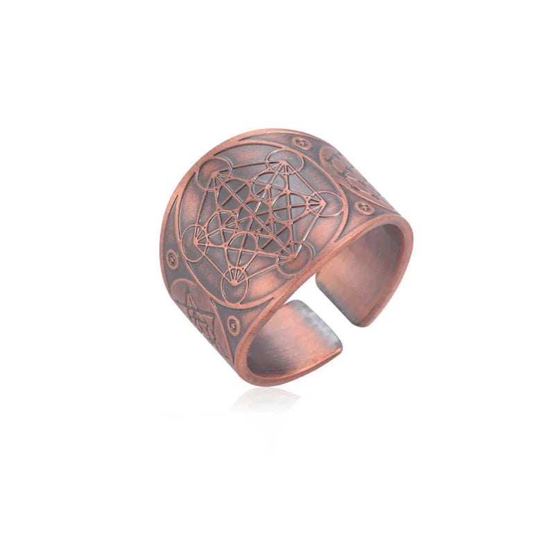Men's Metatron Cube Ring Rose Gold