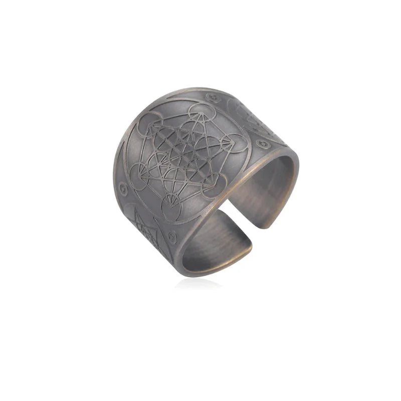 Men's Metatron Cube Ring Silver
