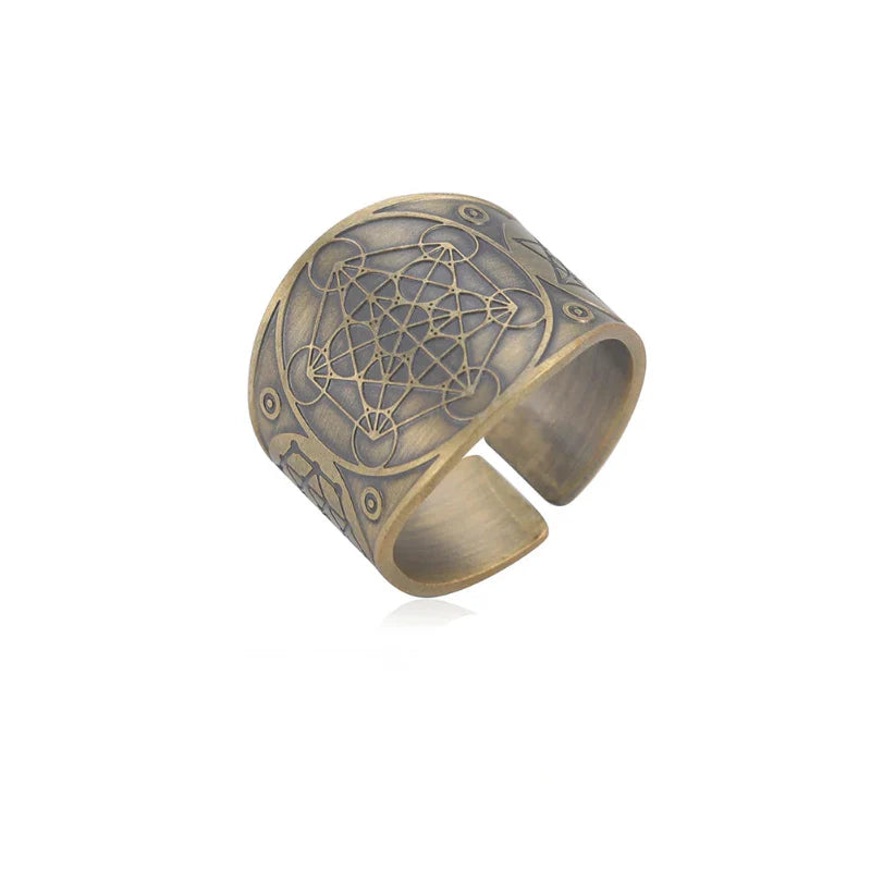 Men's Metatron Cube Ring Gold