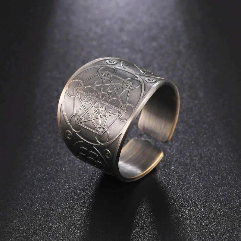Men's Metatron Cube Ring Silver