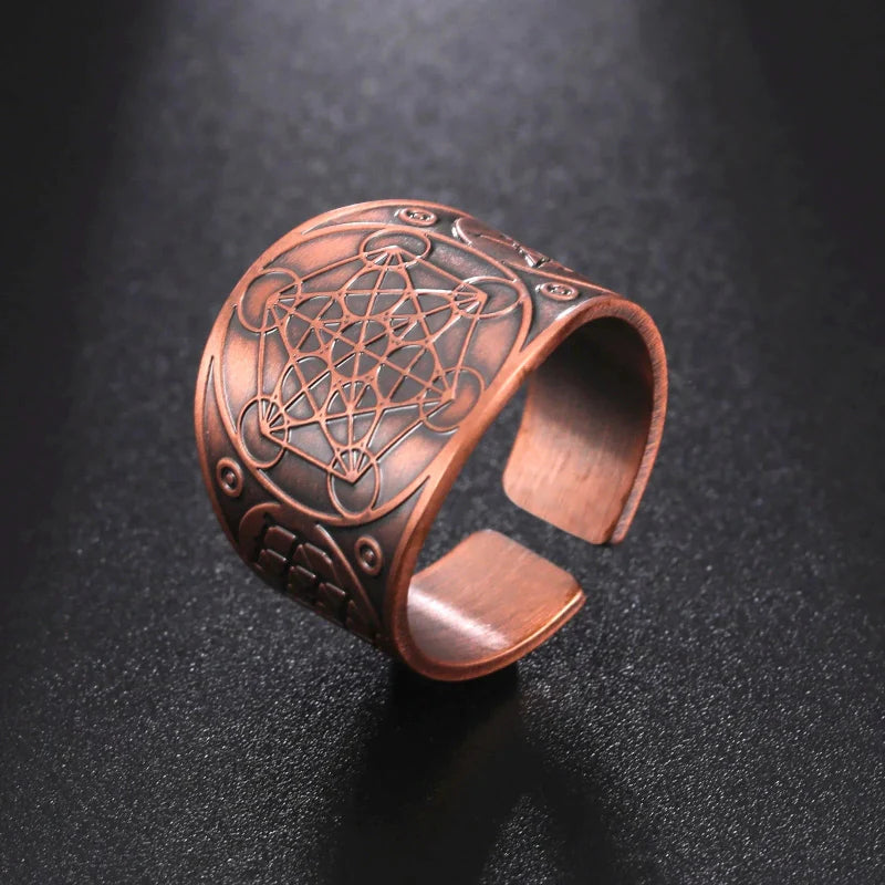 Men's Metatron Cube Ring Rose Gold