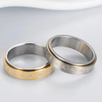 Patterned Ring Band for Men or Women Anti-Stress Spinning gold