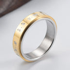 Patterned Ring Band for Men or Women Anti-Stress Spinning gold