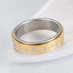 Patterned Ring Band for Men or Women Anti-Stress Spinning gold