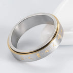 Patterned Ring Band for Men or Women Anti-Stress Spinning silver