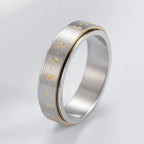 Patterned Ring Band for Men or Women Anti-Stress Spinning silver