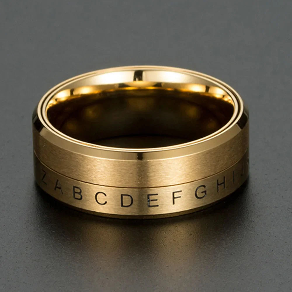 Anti-Stress Rotating Letter Ring gold