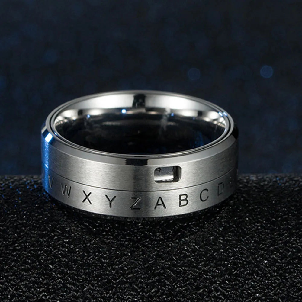 Anti-Stress Rotating Letter Ring silver