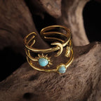 Moon and Star Ring Band