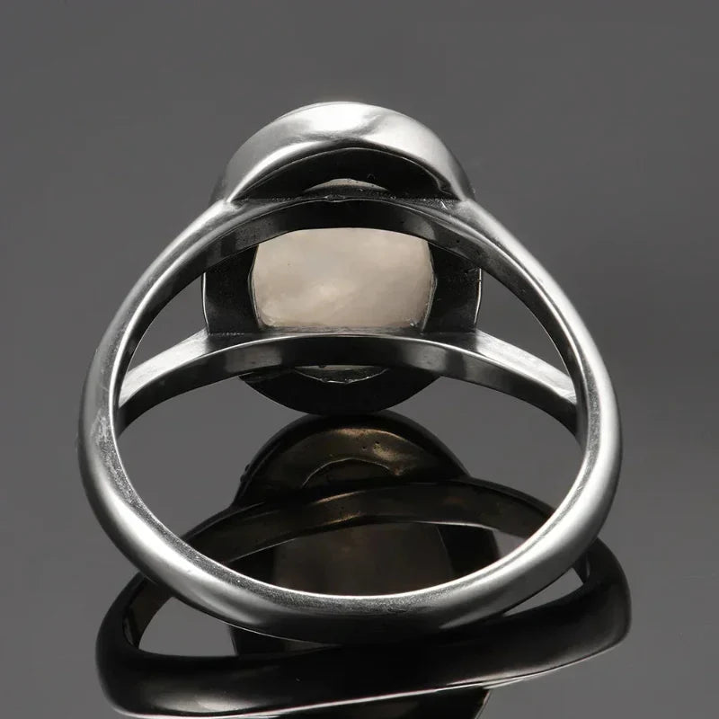 Oval Ring Band Woman Moonstone