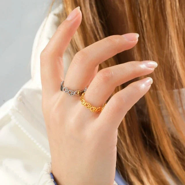 Gold and Silver Paw Ring Band