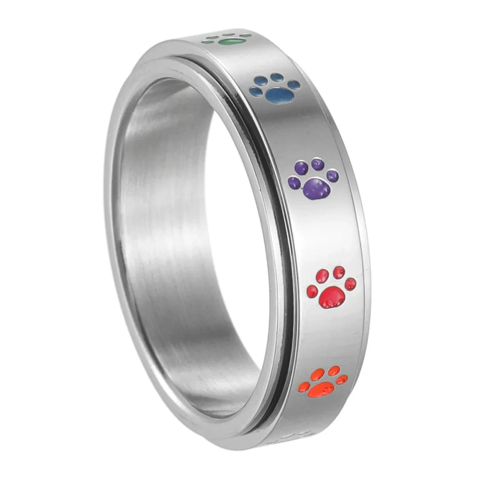 Ring Band with Hearts or Paws Anti-Stress Spinning paws
