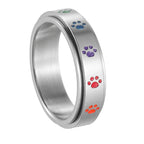 Ring Band with Hearts or Paws Anti-Stress Spinning paws