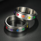 Ring Band with Hearts or Paws Anti-Stress Spinning heart