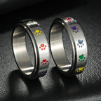 Ring Band with Hearts or Paws Anti-Stress Spinning paws