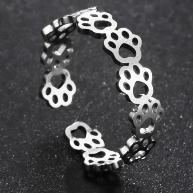 Silver Paw Ring Band