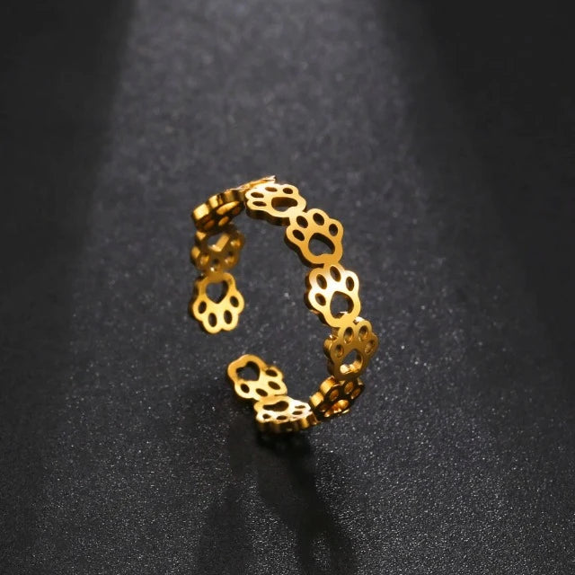 Gold Paw Ring Band