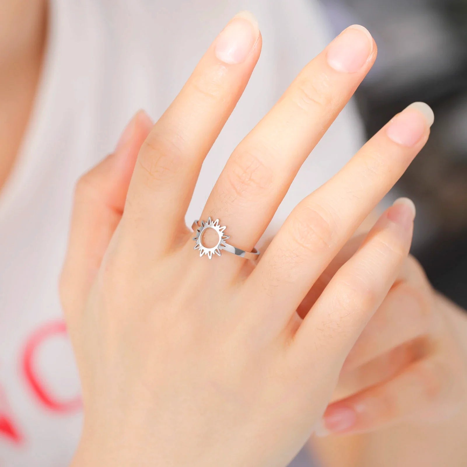 Sun Ring Band for Women silver