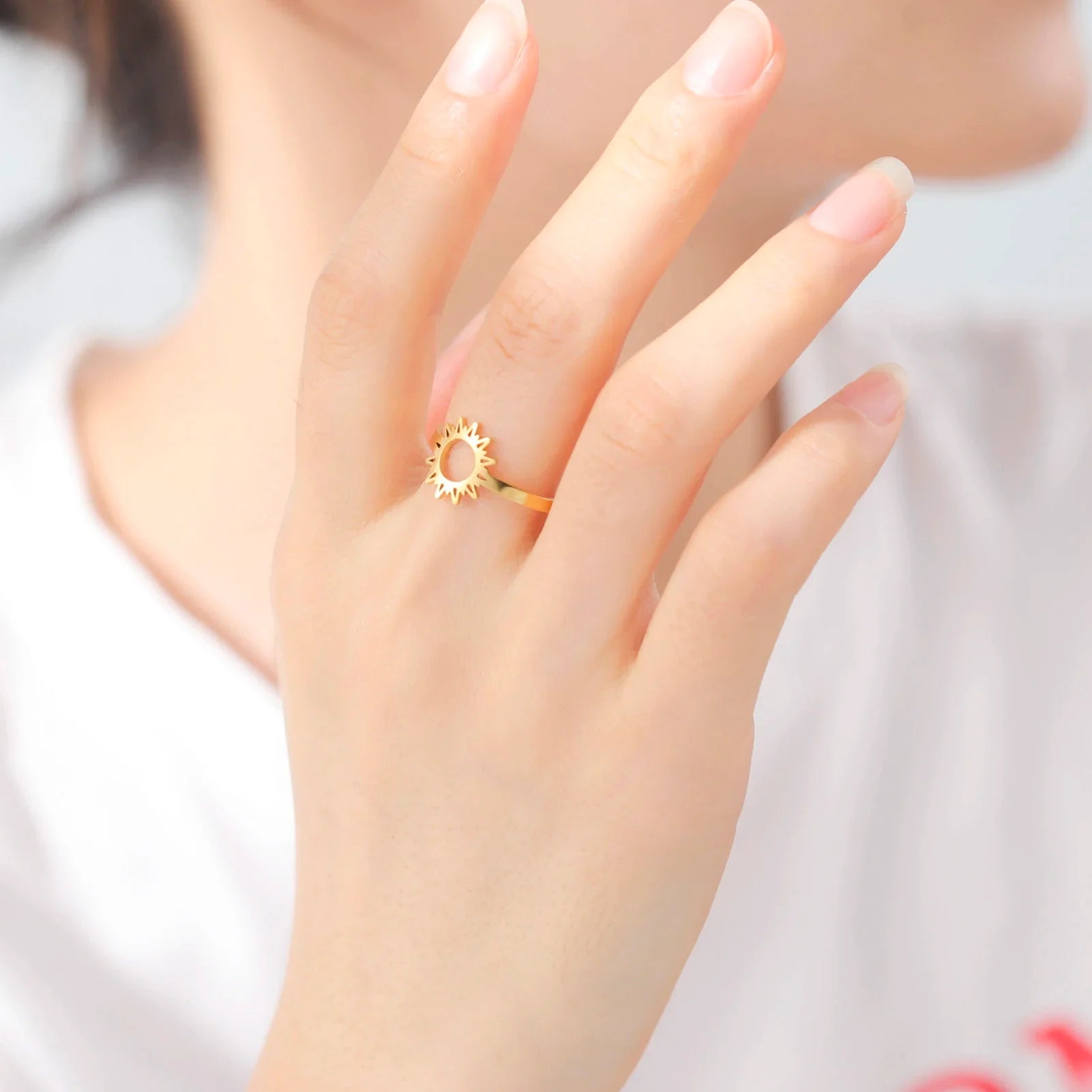 Sun Ring Band for Women gold