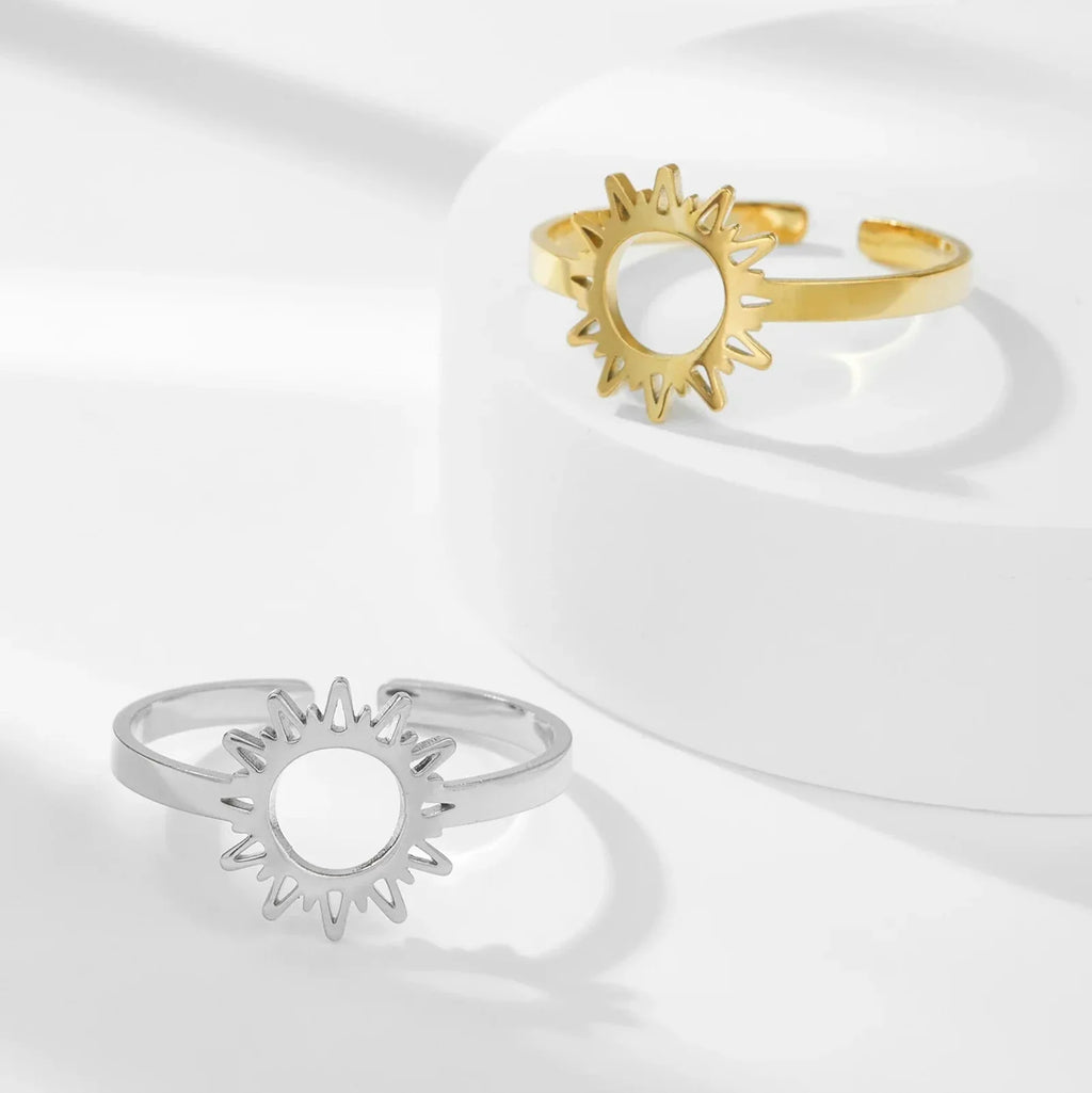 Sun Ring Band for Women silver