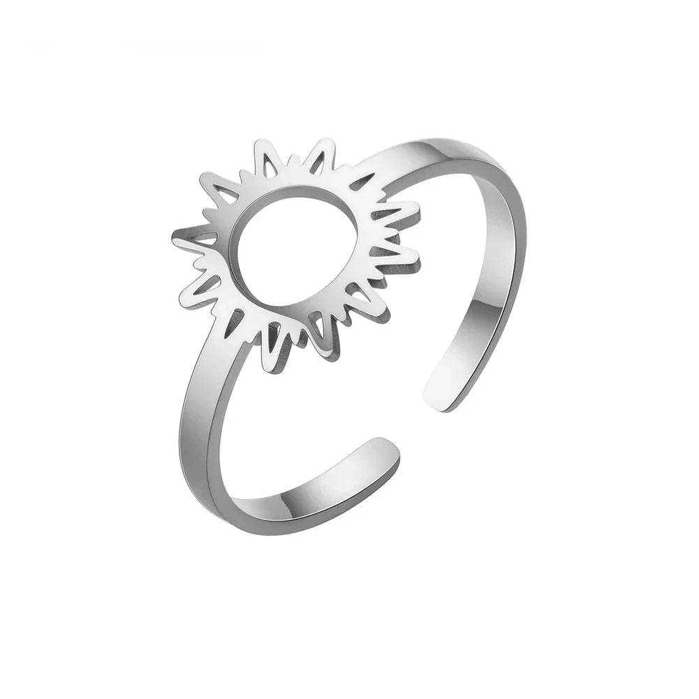 Sun Ring Band for Women silver