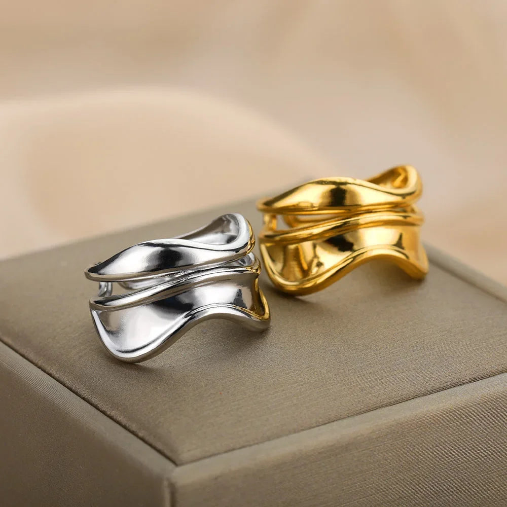 Silver Water Drop Style Ring Band