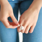 Retro Style Ring Band with Silver White Pearls
