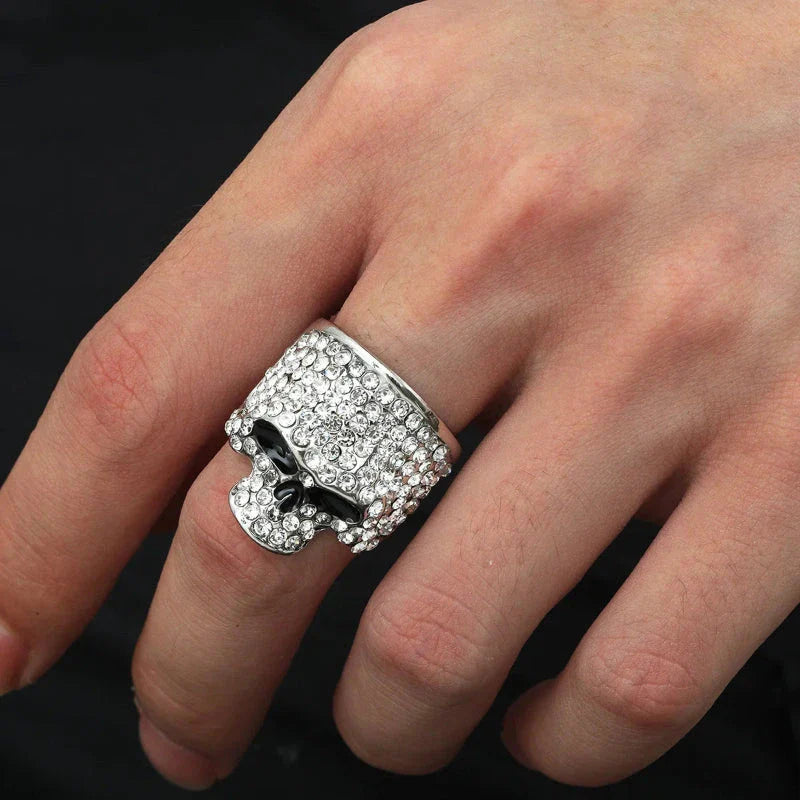 Skull Head Ring with Rhinestones