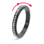 Anti-Stress Spinning Ring with Black Zircon