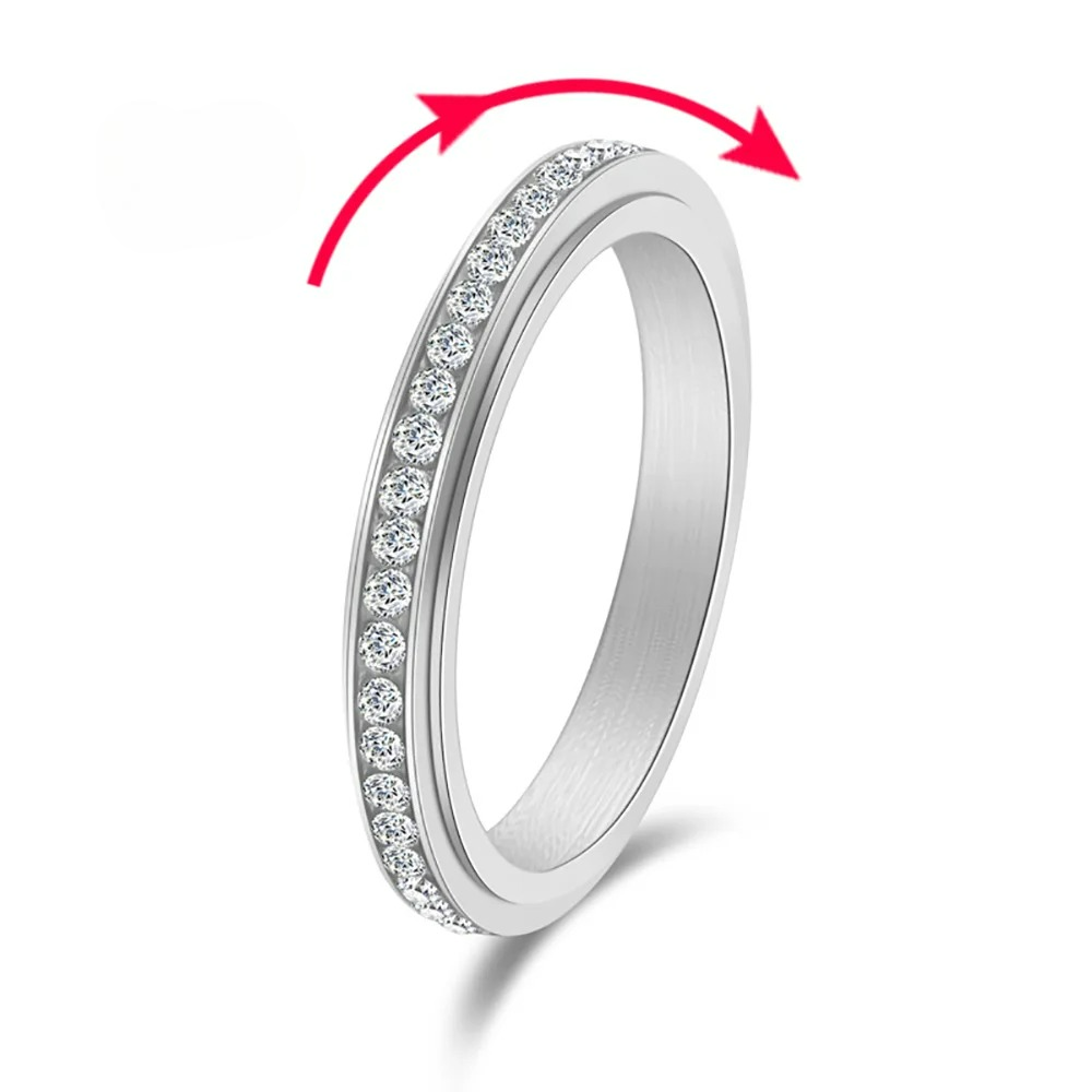 Anti-Stress Spinning Ring with Silver Zircon