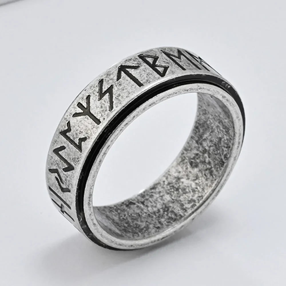 Viking Ring Band Men's Anti-Stress Spinning Gray