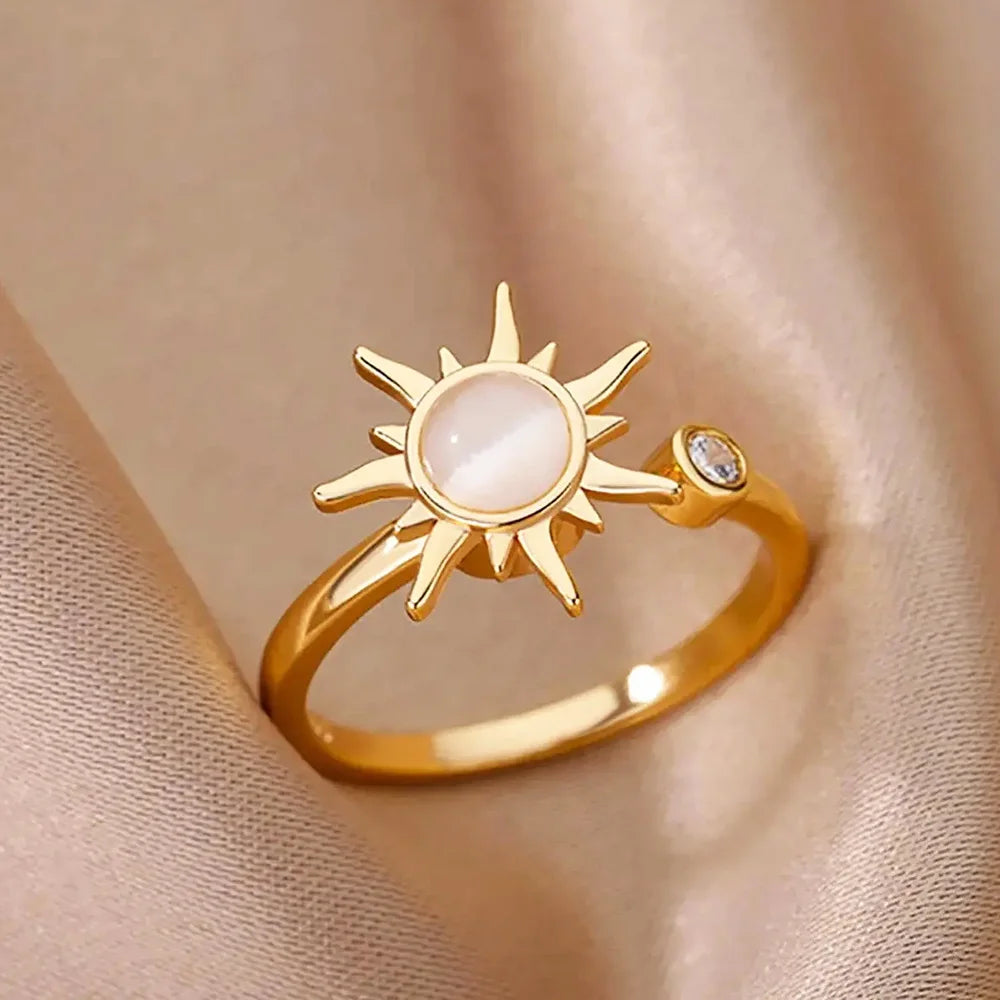 Anti-Stress Ring Spinning Sun Gold Ring