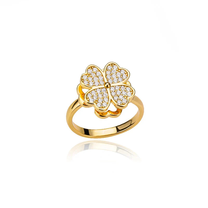Anti-Stress Ring Spinning Ring 4-Leaf Clover gold
