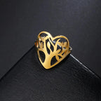 Tree of Life Ring for Women Heart Ring gold