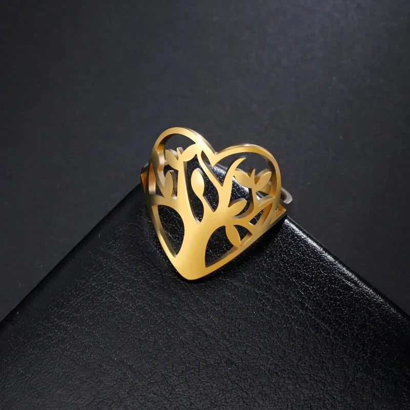 Tree of Life Ring for Women Heart Ring gold