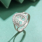 Women's Silver Zircon Tree of Life Ring
