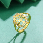 Women's Gold Zircon Tree of Life Ring