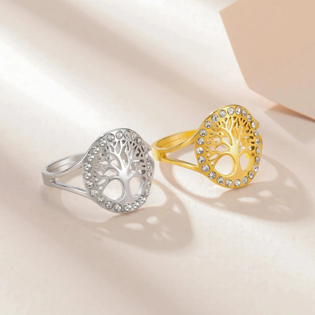 Women's Silver Zircon Tree of Life Ring