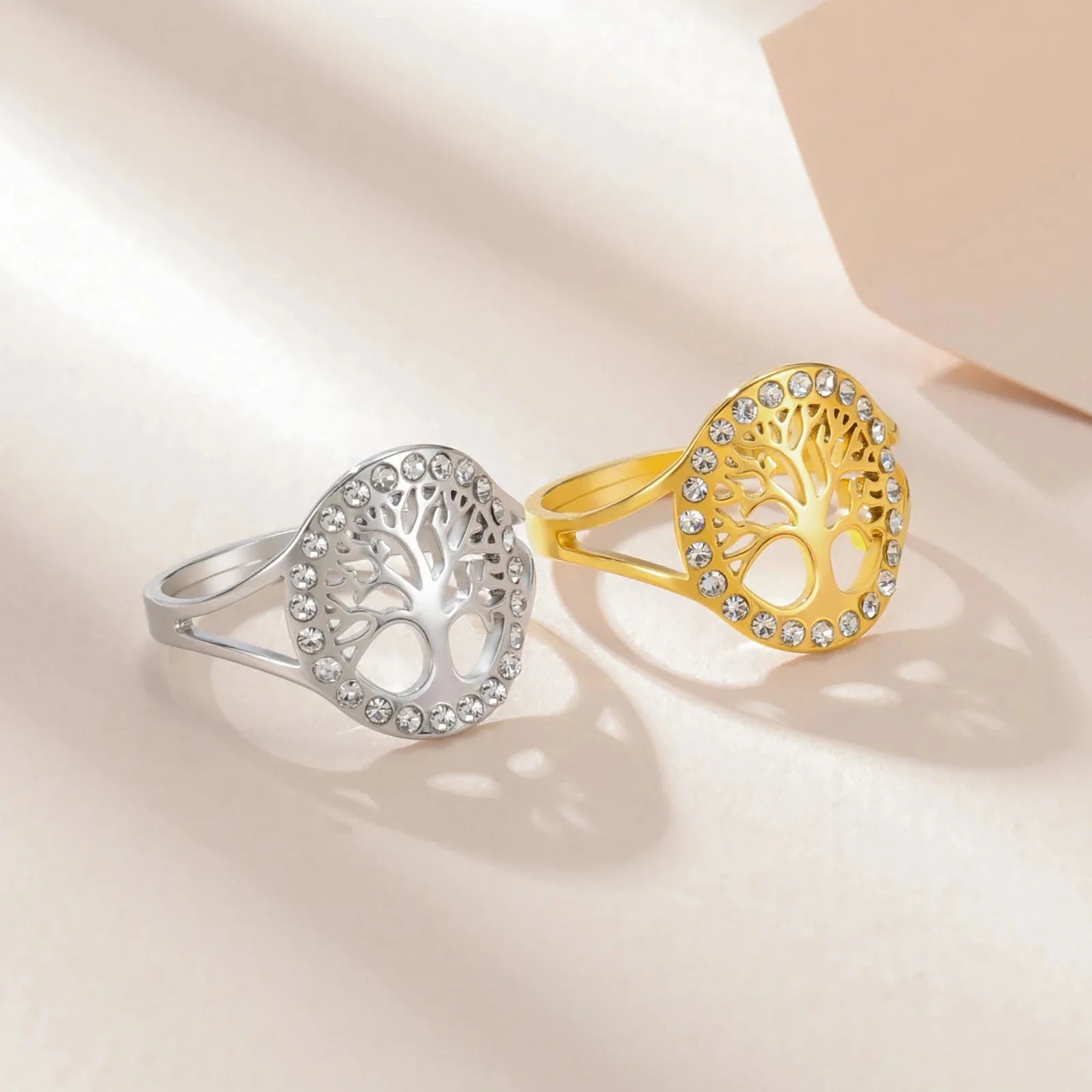 Women's Silver Zircon Tree of Life Ring
