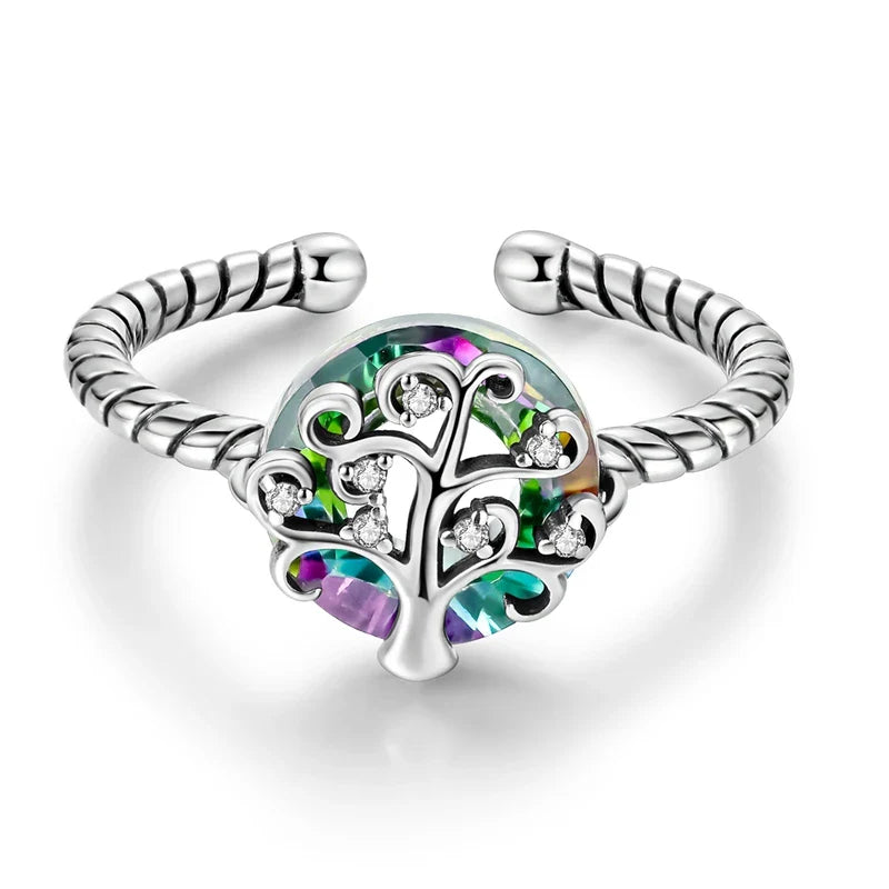 Women's Silver Tree of Life Zircon Ring