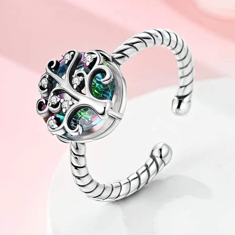 Women's Silver Tree of Life Zircon Ring