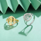 Women's Gold Zircon Tree of Life Ring