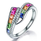 Rainbow ring with rhinestones