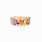 Geometric rainbow ring in gold