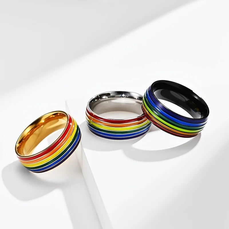 Men’s silver rainbow ring