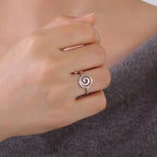 Spiral-design ring for women, round silver