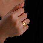 Spiral-design ring for women, round gold