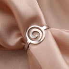 Spiral-design ring for women, round silver