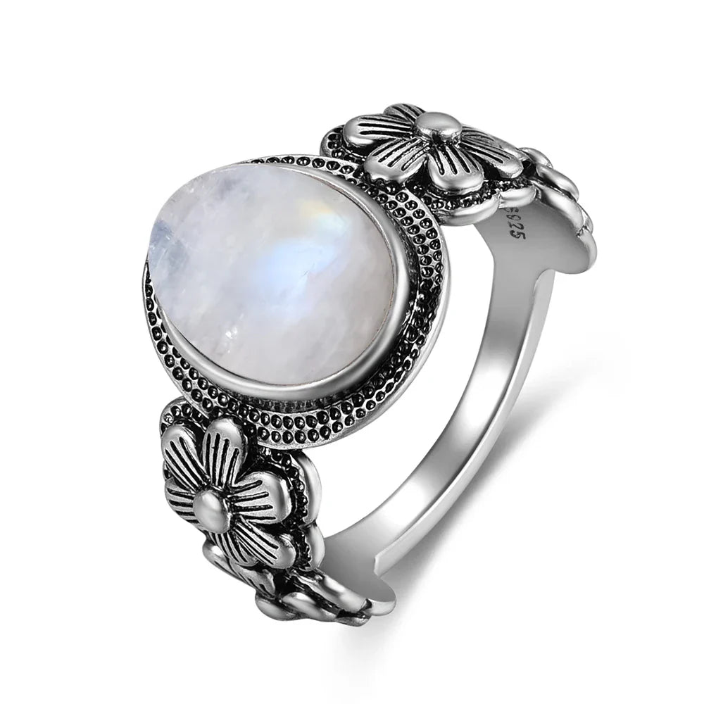 Ring with Flowered Moonstone Band