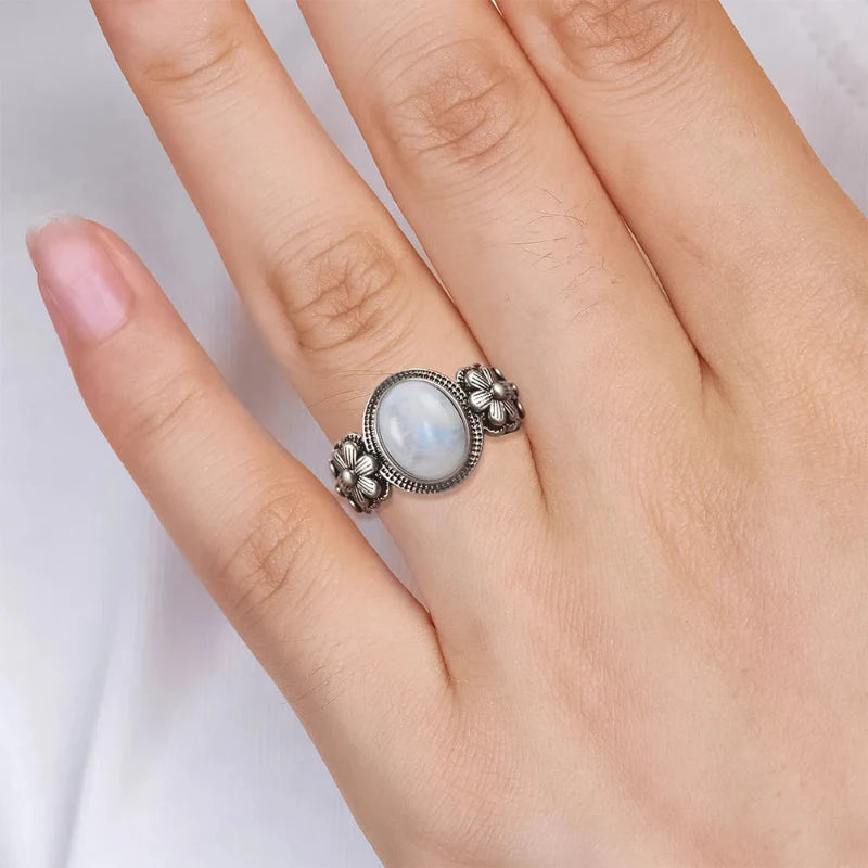 Ring with Flowered Moonstone Band